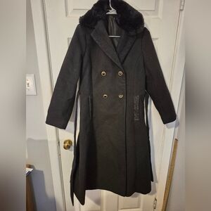 Axes Femme Black Double-Breasted Women's Coat Size JPN XL